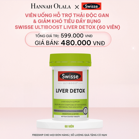  E720_DEAL 3: VIÊN UỐNG HỖ TRỢ THẢI ĐỘC GAN & GIẢM KHÓ TIÊU ĐẦY BỤNG SWISSE ULTIBOOST LIVER DETOX (60 VIÊN) 
