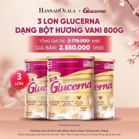  3 LON GLUCERNA DẠNG BỘT HƯƠNG VANI 800G DEAL 3: - A801 