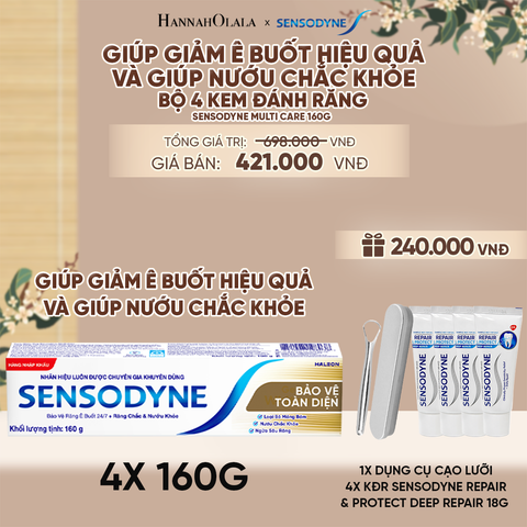  BỘ 4 KEM ĐÁNH RĂNG SENSODYNE MULTI CARE 160G GIÚP GIẢM Ê BUỐT HIỆU QUẢ VÀ GIÚP NƯỚU CHẮC KHỎE - A2630 