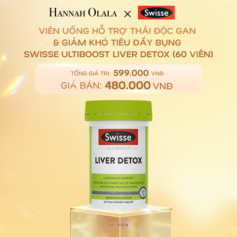 DEAL 3: VIÊN UỐNG HỖ TRỢ THẢI ĐỘC GAN & GIẢM KHÓ TIÊU ĐẦY BỤNG SWISSE ULTIBOOST LIVER DETOX (60 VIÊN) 