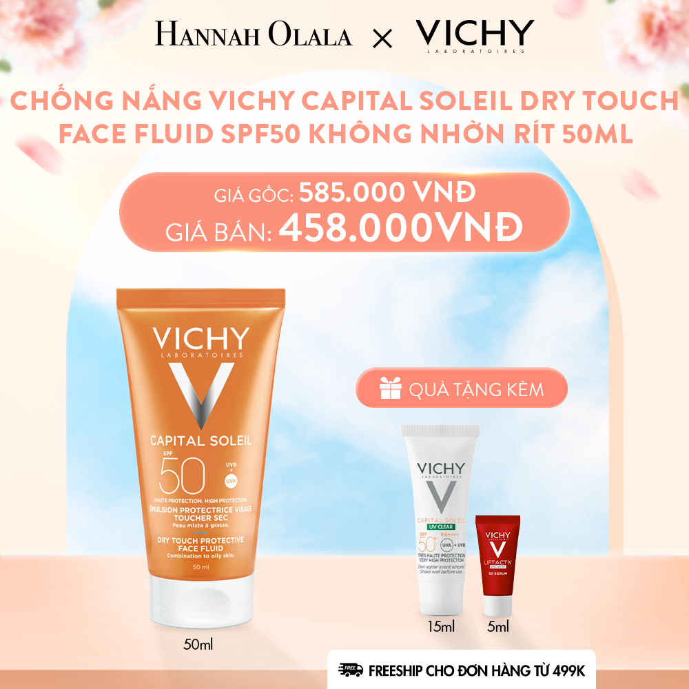  A909_DEAL 3 CHỐNG NẮNG VICHY CAPITAL SOLEIL DRY TOUCH FACE FLUID SPF50 KHÔNG NHỜN RÍT 50ML 