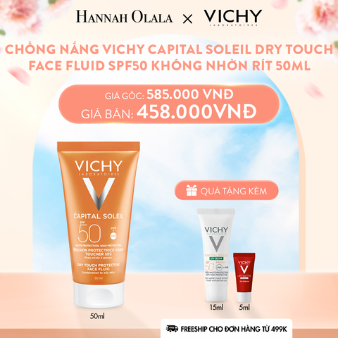  A909_DEAL 3 CHỐNG NẮNG VICHY CAPITAL SOLEIL DRY TOUCH FACE FLUID SPF50 KHÔNG NHỜN RÍT 50ML 