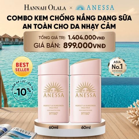  COMBO SỮA CHỐNG NẮNG DƯỠNG DA DỊU NHẸ AN TOÀN CHO DA NHẠY CẢM VÀ TRẺ EM ANESSA MILD MILK SPF50+ PA++++ 60MLX2 - DEAL 3 