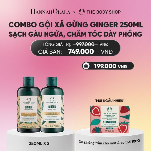  COMBO CHĂM TÓC DÀY PHỒNG, GIẢM GÃY RỤNG, SẠCH GÀU NGỨA GINGER 250ML - DẦU GỘI & DẦU XẢ 