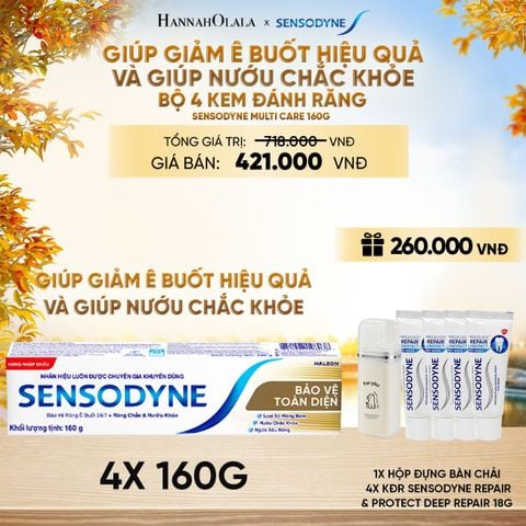  BỘ 4 KEM ĐÁNH RĂNG SENSODYNE MULTI CARE 160G GIÚP GIẢM Ê BUỐT HIỆU QUẢ VÀ GIÚP NƯỚU CHẮC KHỎE - E1867 