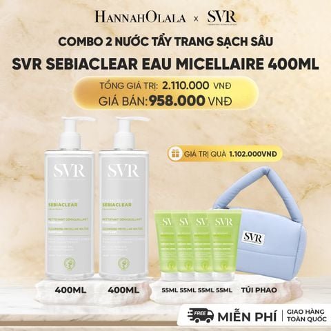  COMBO 2 NƯỚC TẨY TRANG SẠCH SÂU LOẠI BỎ DẦU NHỜN SVR SEBIACLEAR EAU MICELLAIRE 400ML - DEAL 03 
