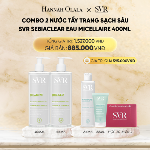  DEAL 03: COMBO 2 NƯỚC TẨY TRANG SẠCH SÂU LOẠI BỎ DẦU NHỜN SVR SEBIACLEAR EAU MICELLAIRE 400ML 
