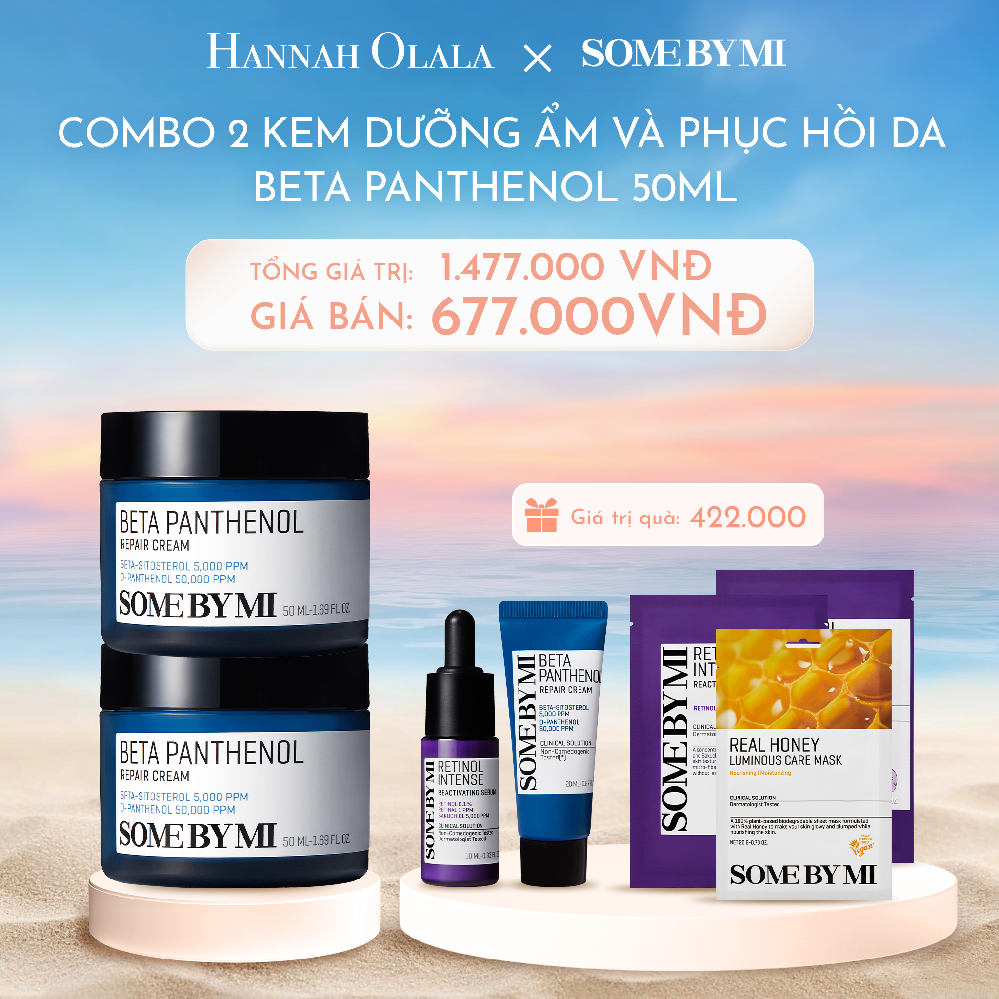  C243_DEAL 3: COMBO 02 PCS KEM DƯỠNG ẨM VÀ PHỤC HỒI DA SOME BY MI BETA PANTHENOL 50ML 