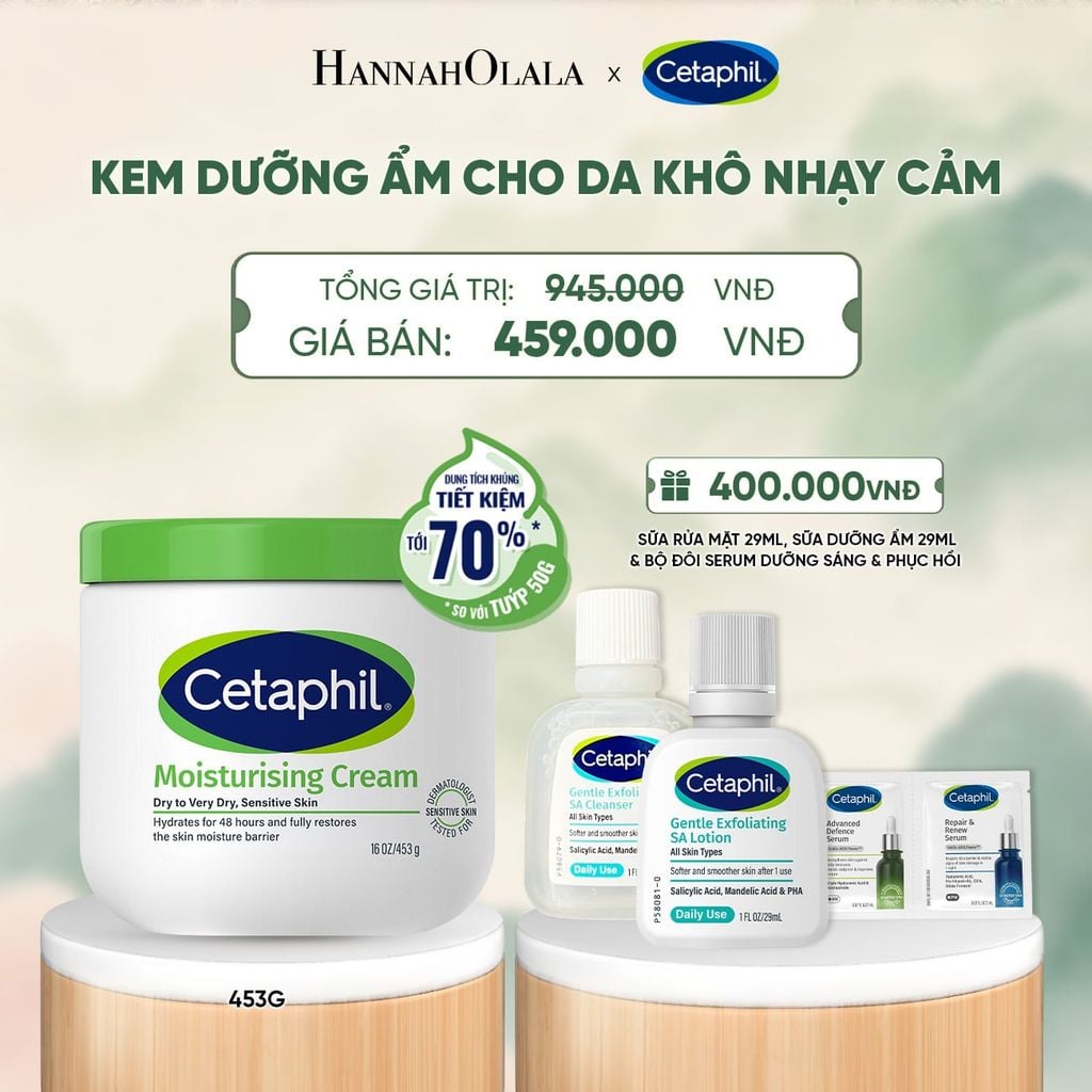  KEM DƯỠNG ẨM CHO DA NHẠY CẢM CETAPHIL MOISTURIZING CREAM 453G - PHIÊN BẢN TIẾT KIỆM ĐẾN 70% DEAL 3: - A1284 