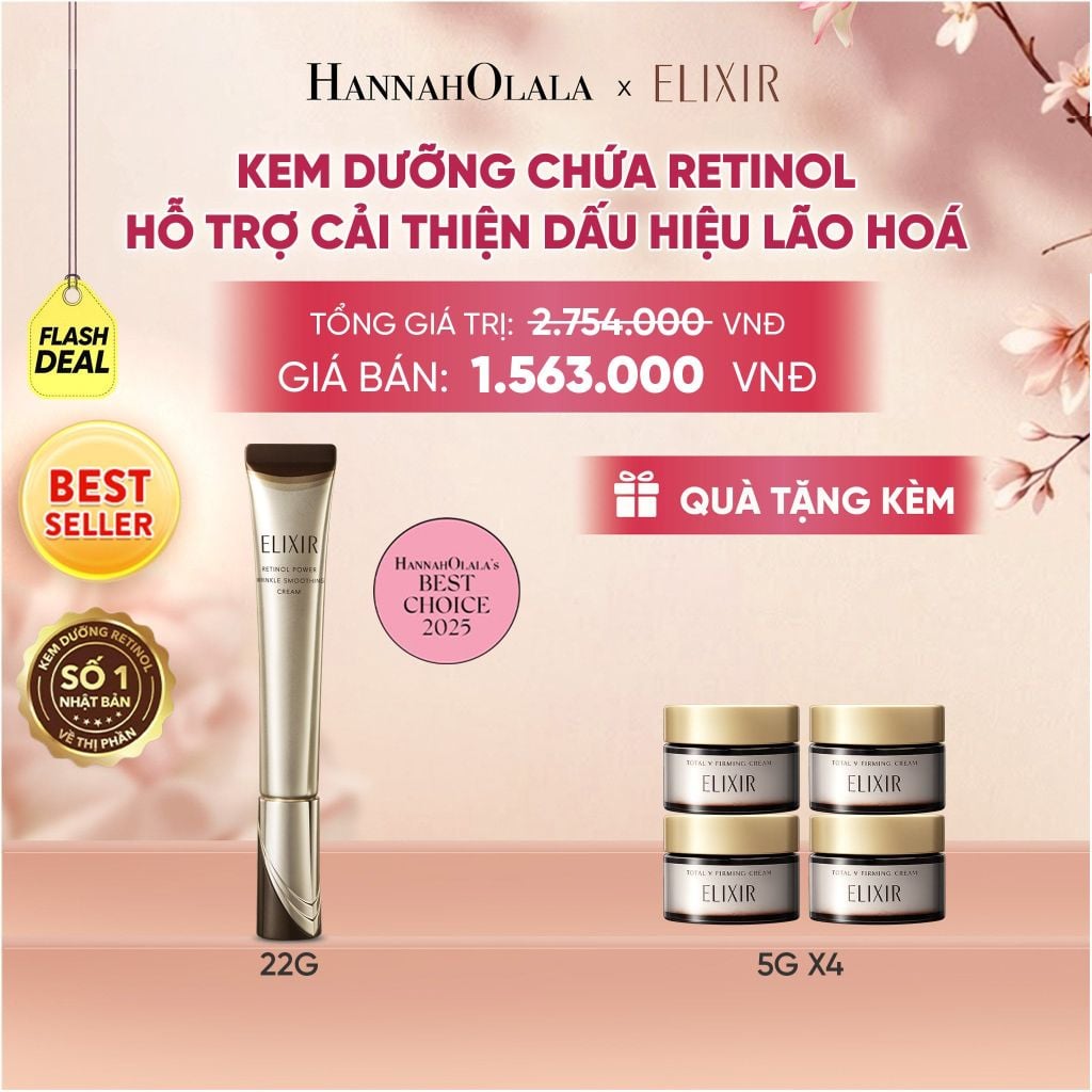  [FLASHSALE] KEM DƯỠNG DA CẢI THIỆN 11 LOẠI NẾP NHĂN SÂU ELIXIR RETINOL POWER WRINKLE SMOOTHING CREAM 22G (PHIÊN BẢN CẢI TIẾN MỚI) - DEAL 3 - A2050 
