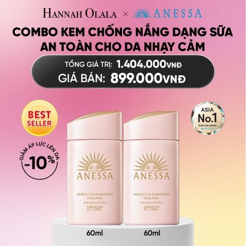  COMBO SỮA CHỐNG NẮNG DƯỠNG DA DỊU NHẸ AN TOÀN CHO DA NHẠY CẢM VÀ TRẺ EM ANESSA MILD MILK SPF50+ PA++++ 60MLX2 - DEAL 3_A2321 