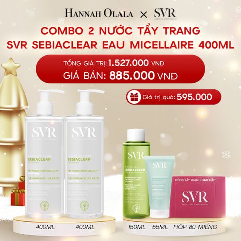  A938_DEAL 03: COMBO 2 NƯỚC TẨY TRANG SẠCH SÂU LOẠI BỎ DẦU NHỜN SVR SEBIACLEAR EAU MICELLAIRE 400ML 
