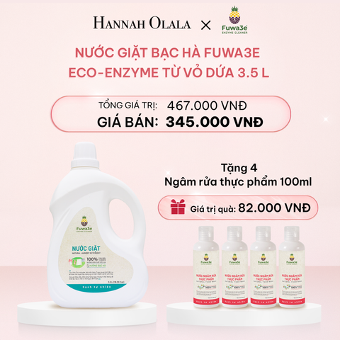  E526_DEAL 3: NƯỚC GIẶT BẠC HÀ FUWA3E PHÙ HỢP CHO ĐỒ LÓT ĐỒ LỤA VÀ AN TOÀN CHO EM BÉ 3.5L 