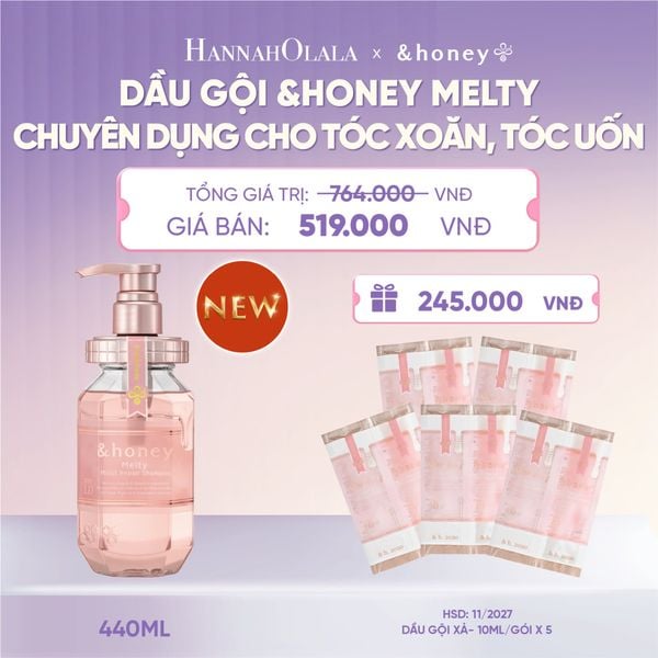  [NEW] DẦU GỘI &HONEY MELTY SUÔN MƯỢT VÀO NẾP CHUYÊN DỤNG CHO TÓC XOĂN, TÓC UỐN - H071 