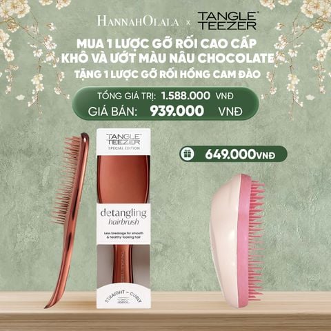  DEAL 3: MUA 1 LƯỢC GỠ RỐI TÓC CAO CẤP KHÔ VÀ ƯỚT MÀU NÂU CHOCOLATE TẶNG 1 LƯỢC GỠ RỐI TÓC ƯỚT NGUYÊN BẢN HỒNG CAM ĐAÒ 