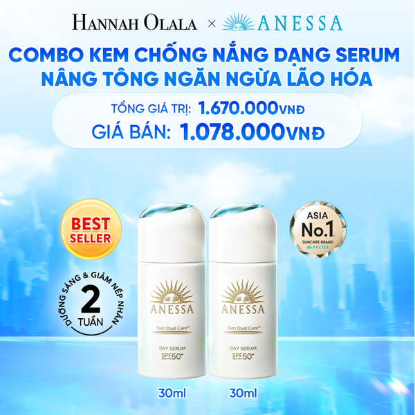 COMBO KEM CHỐNG NẮNG DẠNG SERUM DƯỠNG DA NÂNG TÔNG NGĂN NGỪA LÃO HÓA ANESSA DAY SERUM SPF50+ PA++++ 30MLX2 