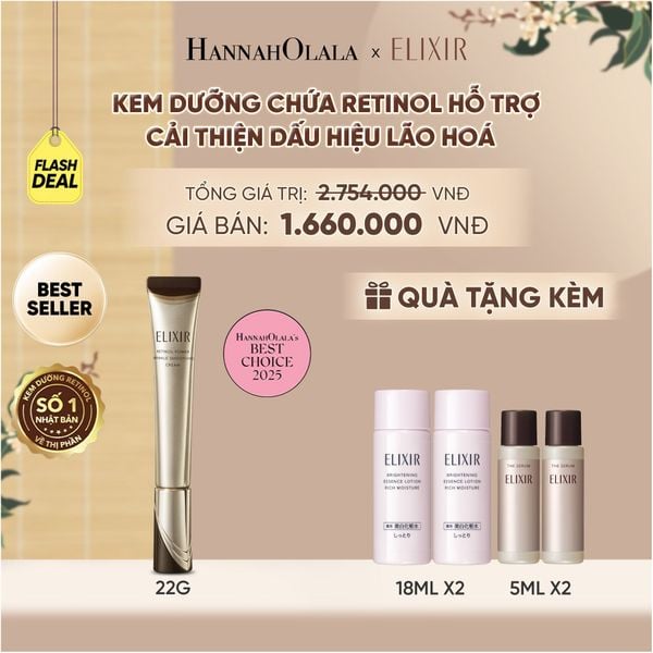  [FLASHSALE] KEM DƯỠNG DA CẢI THIỆN 11 LOẠI NẾP NHĂN SÂU ELIXIR RETINOL POWER WRINKLE SMOOTHING CREAM 22G ( PHIÊN BẢN CẢI TIẾN MỚI) - DEAL 03 - A1276 