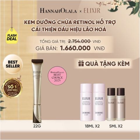  [FLASHSALE] KEM DƯỠNG DA CẢI THIỆN 11 LOẠI NẾP NHĂN SÂU ELIXIR RETINOL POWER WRINKLE SMOOTHING CREAM 22G ( PHIÊN BẢN CẢI TIẾN MỚI) - DEAL 03 - A1276 