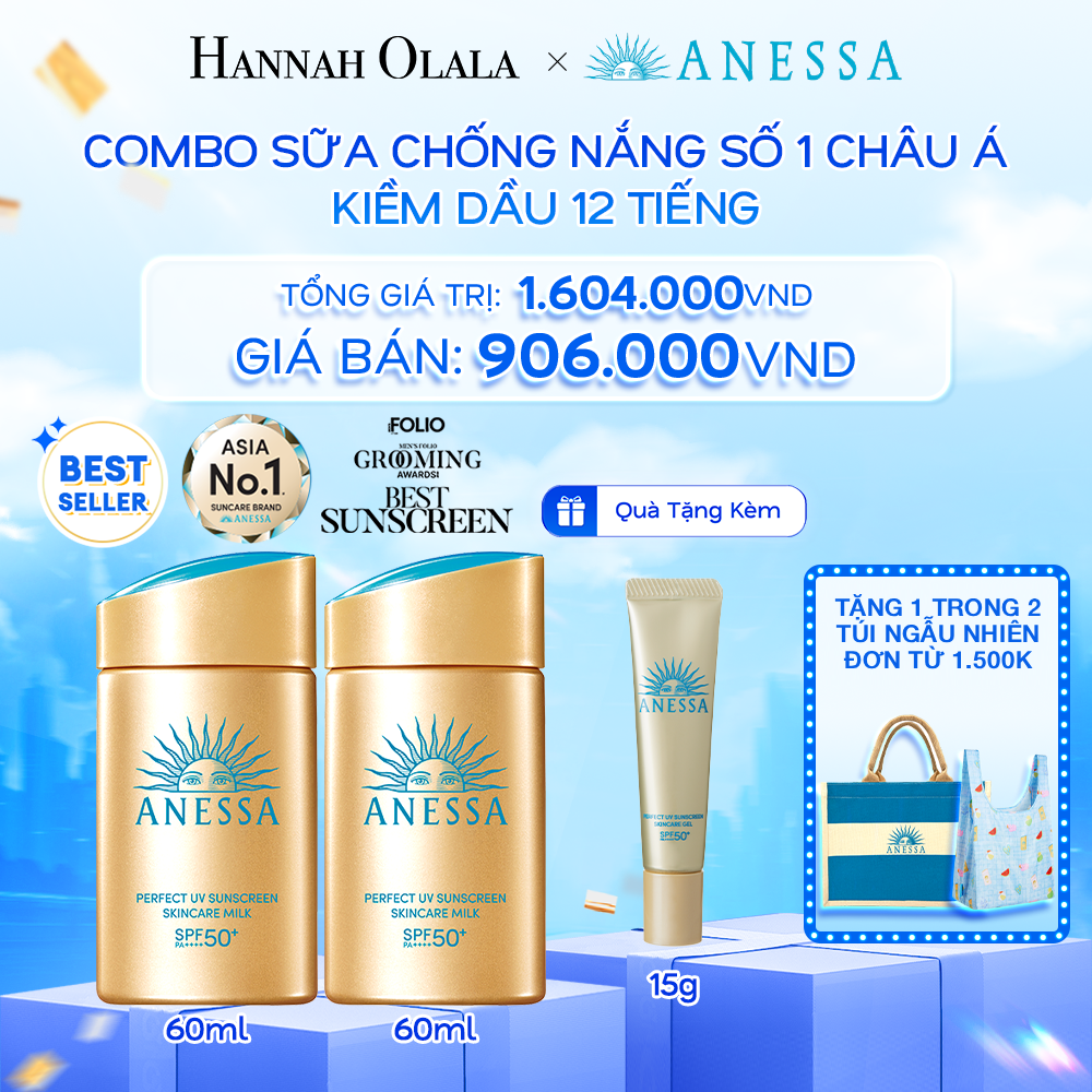  A18: DEAL 3: COMBO SỮA CHỐNG NẮNG DƯỠNG DA KIỀM DẦU BẢO VỆ HOÀN HẢO ANESSA GOLD MILK SPF50+ PA++++ 60MLX2 
