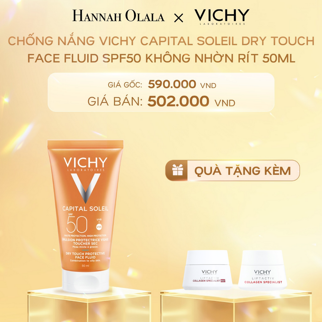 C48_DEAL 3: CHỐNG NẮNG VICHY CAPITAL SOLEIL DRY TOUCH FACE FLUID SPF50 KHÔNG NHỜN RÍT 50ML 