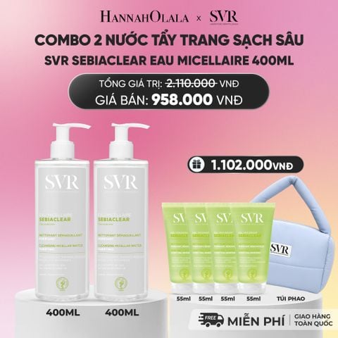  COMBO 2 NƯỚC TẨY TRANG SẠCH SÂU LOẠI BỎ DẦU NHỜN SVR SEBIACLEAR EAU MICELLAIRE 400ML - DEAL 03_A422 