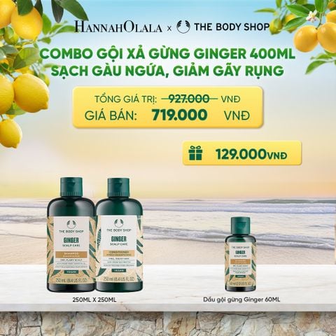  COMBO CHĂM TÓC DÀY PHỒNG, GIẢM GÃY RỤNG, SẠCH GÀU NGỨA GINGER 250ML - DẦU GỘI X DẦU XẢ - A483 