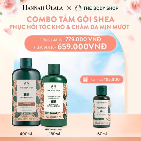  A869_DEAL 3: COMBO TẮM GỘI SHEA PHỤC HỒI TÓC KHÔ & CHĂM DA MỊN MƯỢT - SHAMPOO 400ML & SHOWER CREAM 250ML 