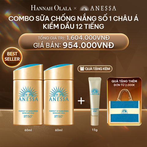  DEAL 3: COMBO SỮA CHỐNG NẮNG DƯỠNG DA KIỀM DẦU BẢO VỆ HOÀN HẢO ANESSA GOLD MILK SPF50+ PA++++ 60MLX2 