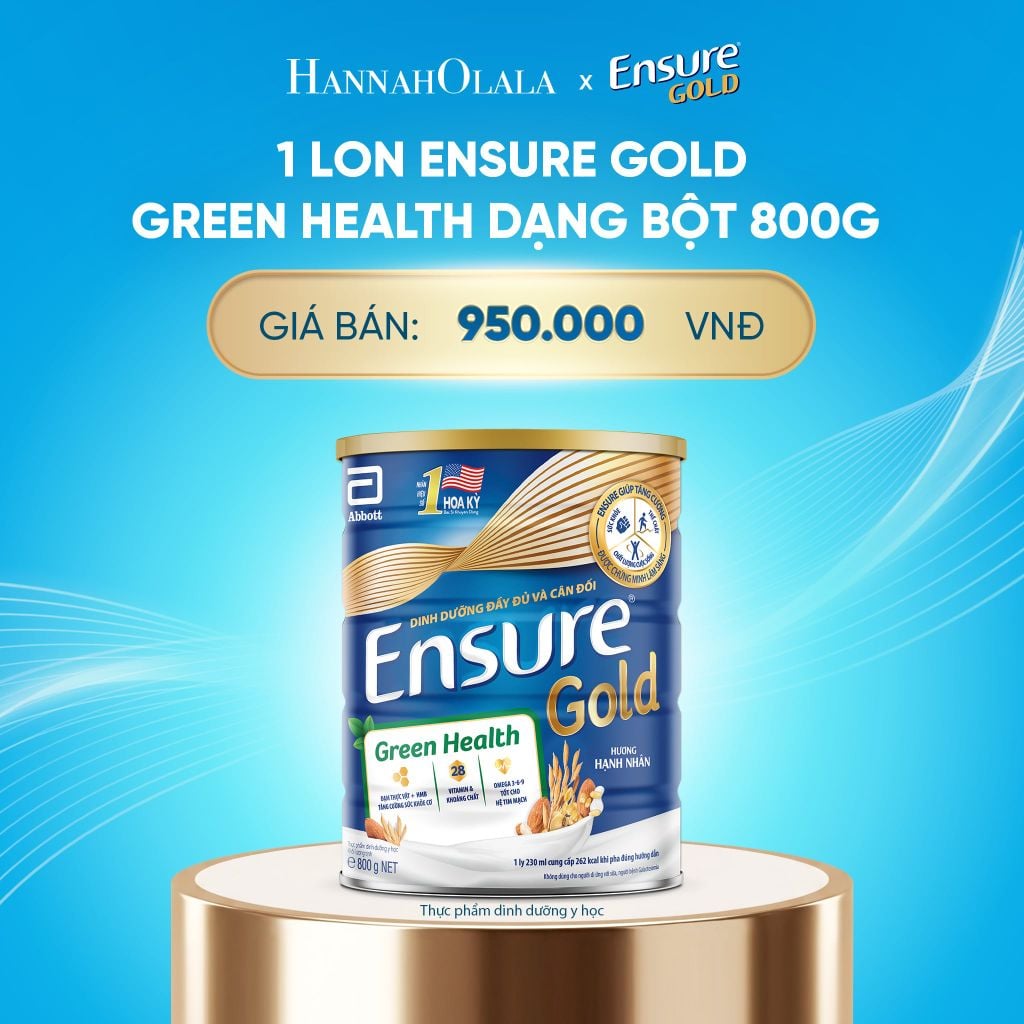  DEAL3: 1 LON ENSURE GOLD GREEN HEALTH DẠNG BỘT 800G 