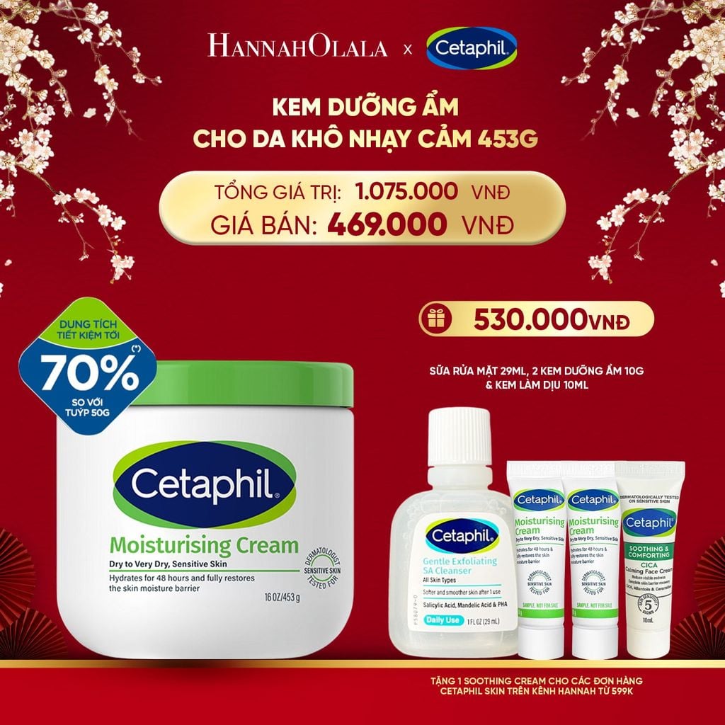  DEAL 3: KEM DƯỠNG ẨM CHO DA NHẠY CẢM CETAPHIL MOISTURIZING CREAM 453G - PHIÊN BẢN TIẾT KIỆM ĐẾN 70% 