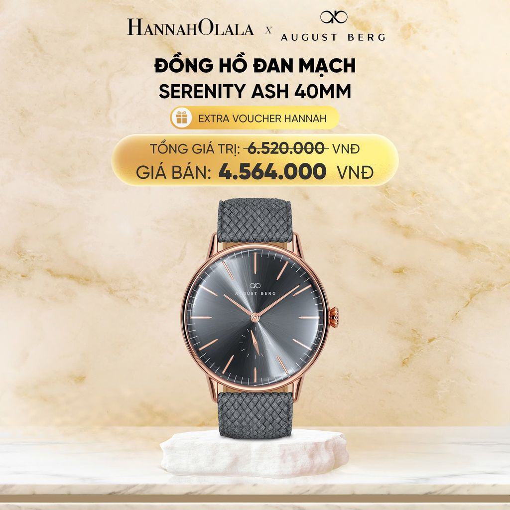  DEAL 3: ĐỒNG HỒ ĐAN MẠCH AUGUST BERG - MẶT SERENITY ASH 40MM - DÂY PERLON 