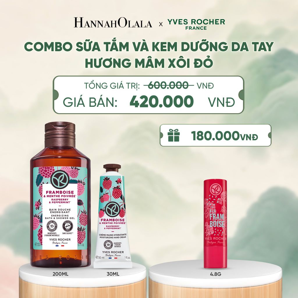  COMBO SỮA TẮM VÀ KEM DƯỠNG DA TAY HƯƠNG MÂM XÔI ĐỎ - A518 