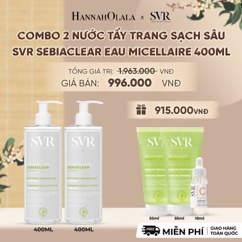  COMBO 2 NƯỚC TẨY TRANG SẠCH SÂU CHO DA DẦU MỤN SVR SEBIACLEAR EAU MICELLAIRE 400ML - DEAL 3 - A2016 