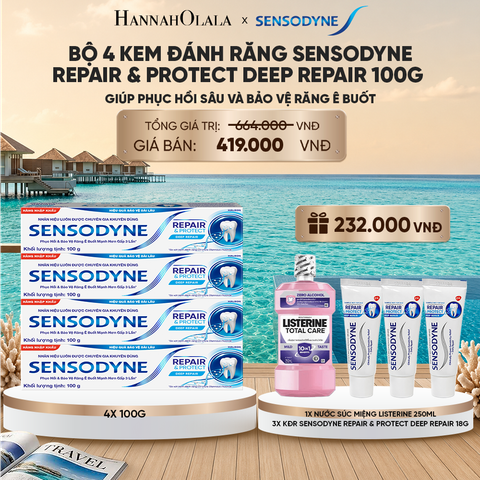  BỘ 4 KEM ĐÁNH RĂNG SENSODYNE REPAIR & PROTECT DEEP REPAIR 100G GIÚP PHỤC HỒI SÂU VÀ BẢO VỆ RĂNG Ê BUỐT_ D265 