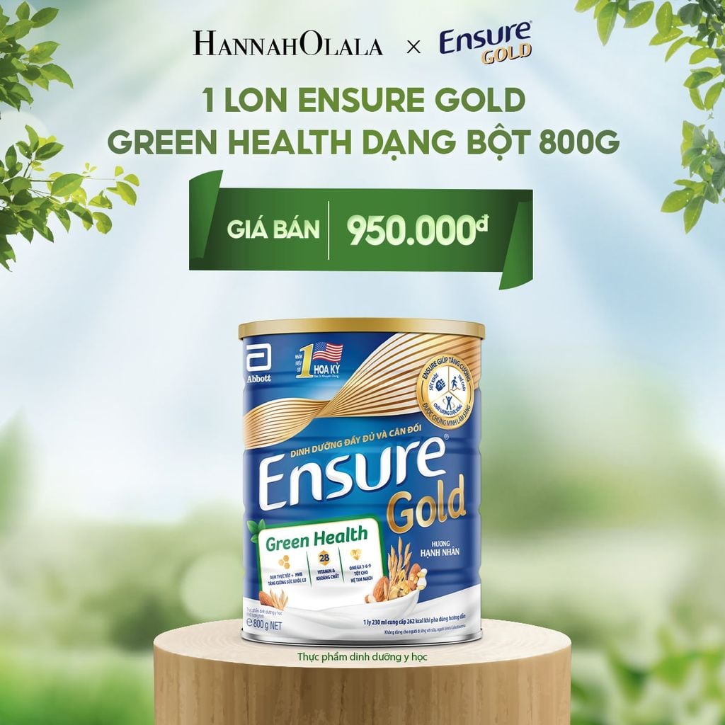  E115_DEAL 3: 1 LON ENSURE GOLD GREEN HEALTH DẠNG BỘT 800G 