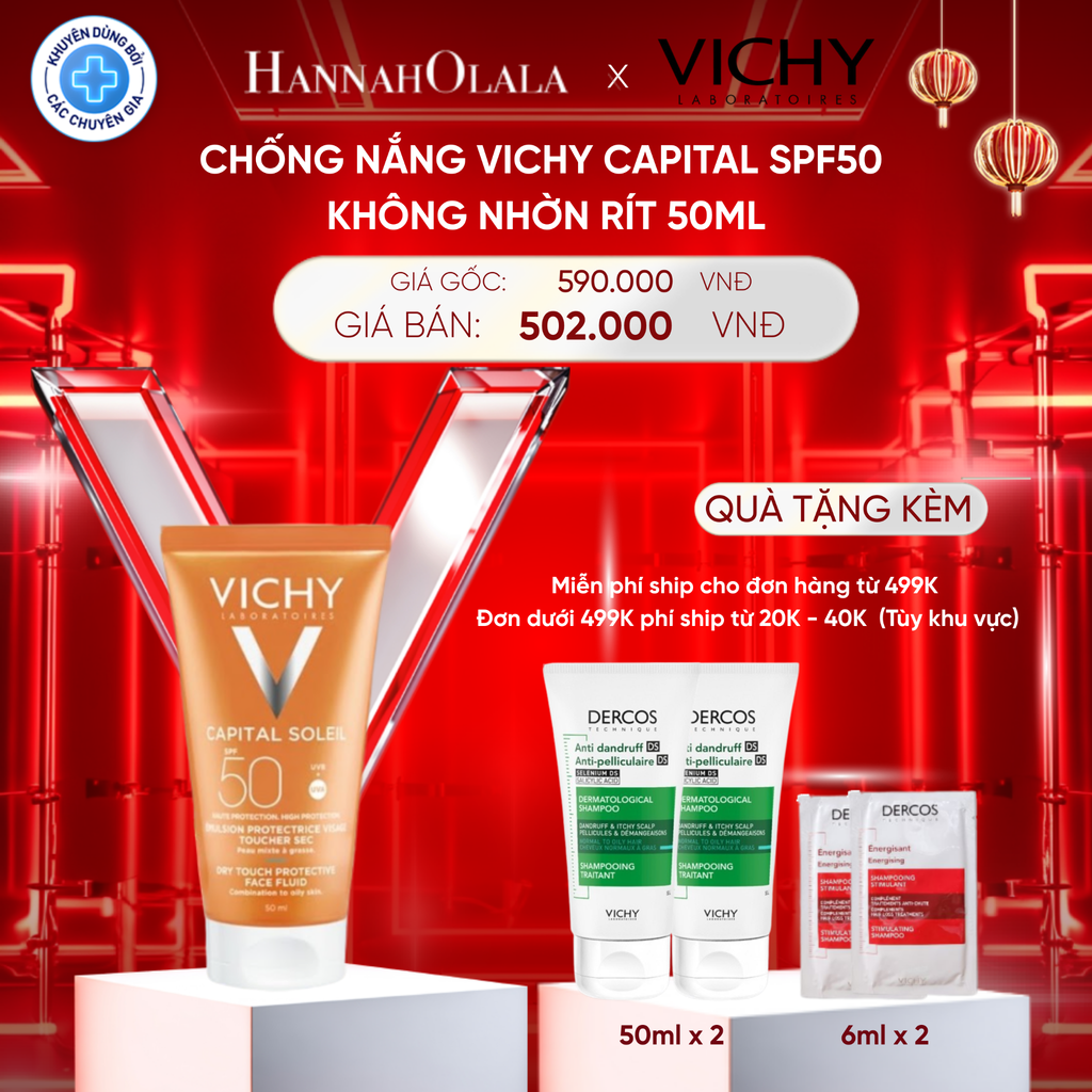  DEAL 3 CHỐNG NẮNG VICHY CAPITAL SOLEIL DRY TOUCH FACE FLUID SPF50 KHÔNG NHỜN RÍT 50ML 