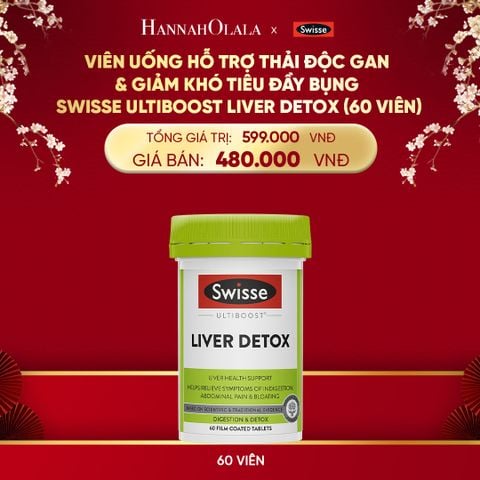  DEAL 3: VIÊN UỐNG HỖ TRỢ THẢI ĐỘC GAN & GIẢM KHÓ TIÊU ĐẦY BỤNG SWISSE ULTIBOOST LIVER DETOX (60 VIÊN) 