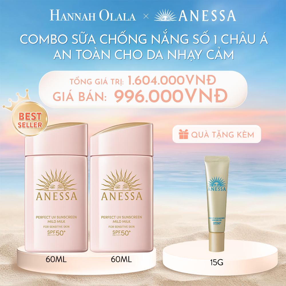  C376_DEAL 3: COMBO SỮA CHỐNG NẮNG DƯỠNG DA DỊU NHẸ AN TOÀN CHO DA NHẠY CẢM VÀ TRẺ EM ANESSA MILD MILK SPF50+ PA++++ 60MLX2 