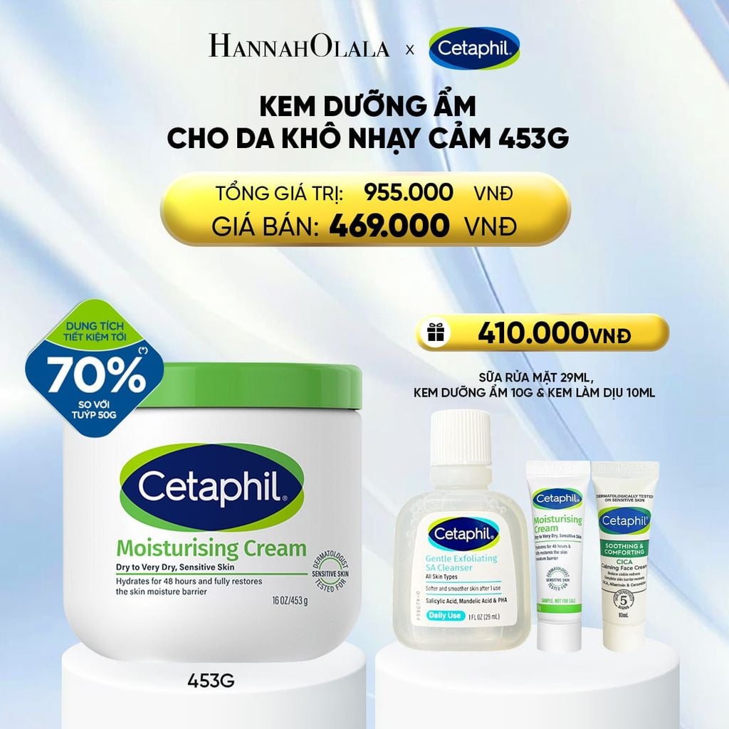  KEM DƯỠNG ẨM CHO DA NHẠY CẢM CETAPHIL MOISTURIZING CREAM 453G - PHIÊN BẢN TIẾT KIỆM ĐẾN 70% - DEAL 3: 