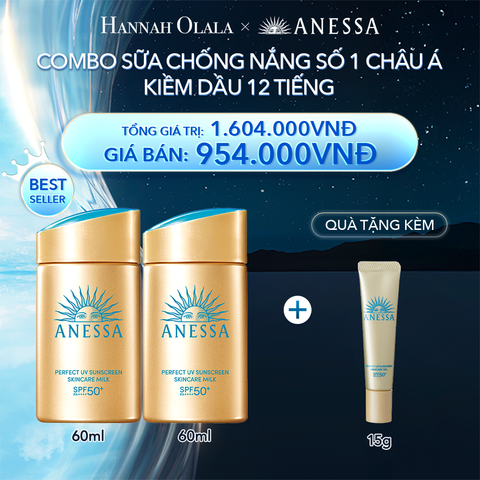  A20_DEAL 3: COMBO SỮA CHỐNG NẮNG DƯỠNG DA KIỀM DẦU BẢO VỆ HOÀN HẢO ANESSA GOLD MILK SPF50+ PA++++ 60MLX2 