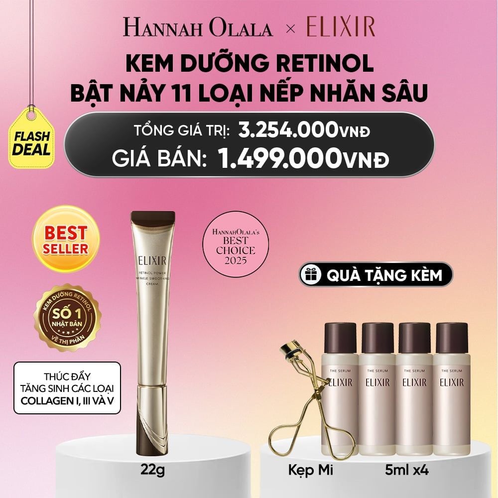  KEM DƯỠNG DA CẢI THIỆN 11 LOẠI NẾP NHĂN SÂU ELIXIR RETINOL POWER WRINKLE SMOOTHING CREAM 22G ( PHIÊN BẢN CẢI TIẾN MỚI) - DEAL 3_A1628 