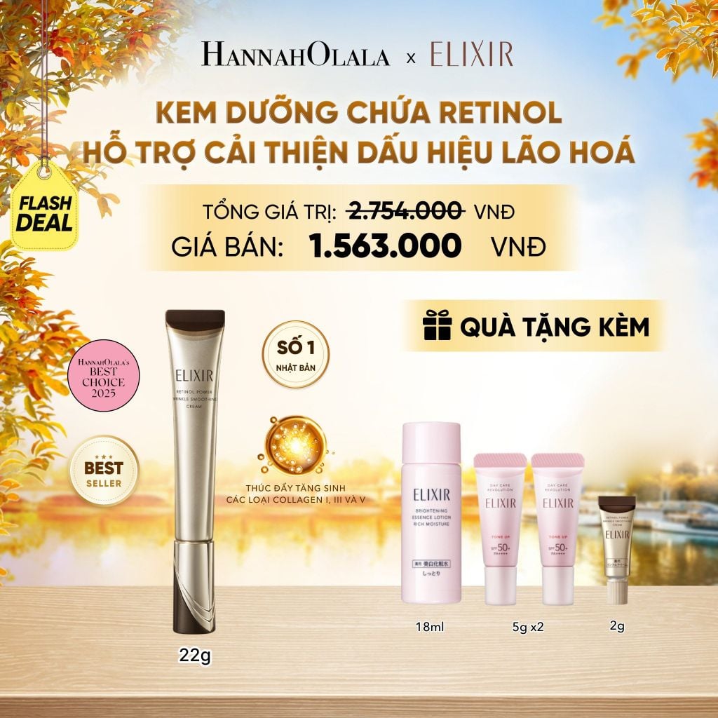  [FLASHSALE] KEM DƯỠNG DA CẢI THIỆN 11 LOẠI NẾP NHĂN SÂU ELIXIR RETINOL POWER WRINKLE SMOOTHING CREAM 22G (PHIÊN BẢN CẢI TIẾN MỚI) - DEAL3 - E145 