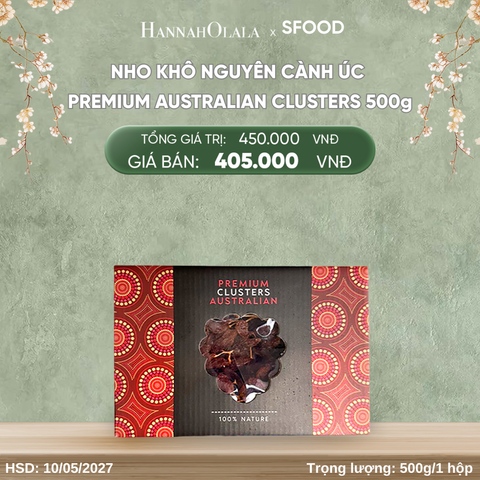  DEAL 3: NHO KHÔ NGUYÊN CÀNH ÚC PREMIUM AUSTRALIAN CLUSTERS 500g 