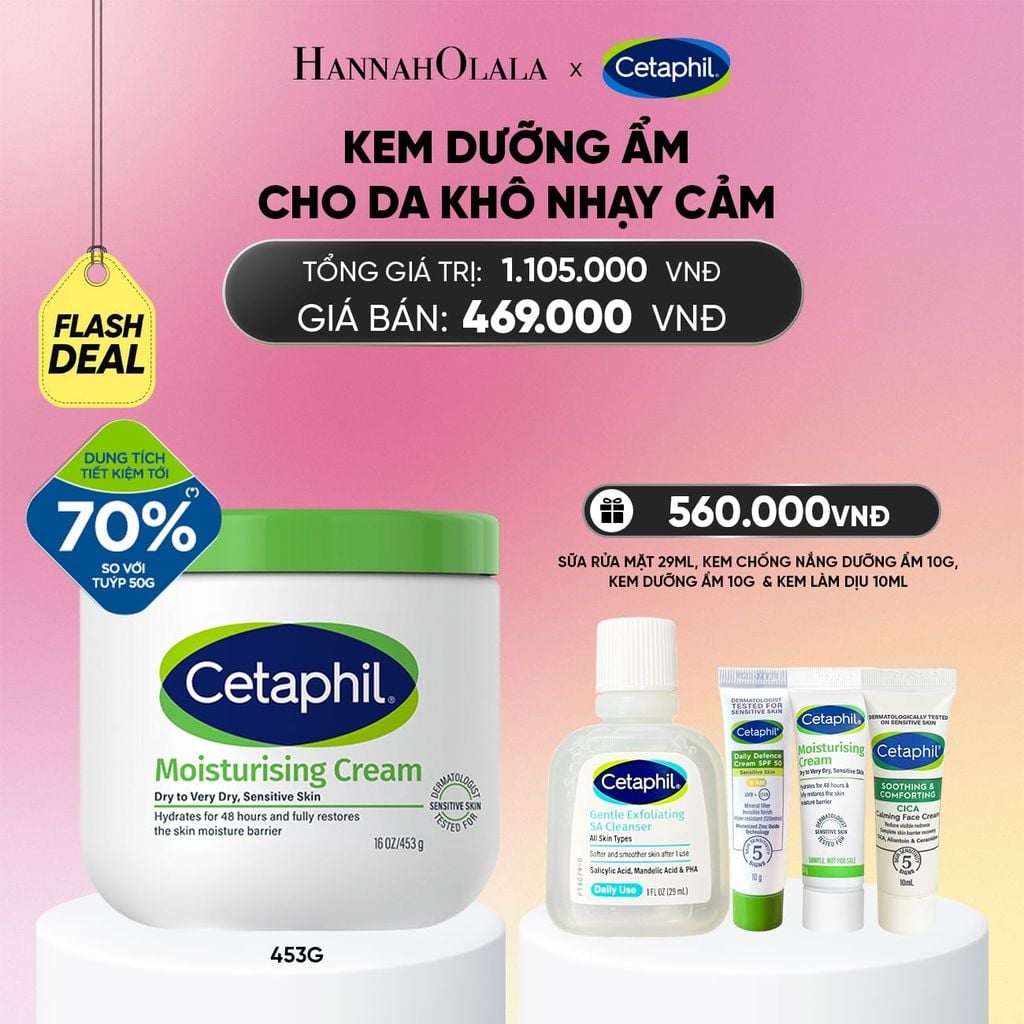  FLASHDEAL 3: KEM DƯỠNG ẨM CHO DA NHẠY CẢM CETAPHIL MOISTURIZING CREAM 453G - PHIÊN BẢN TIẾT KIỆM ĐẾN 70%_A1948 