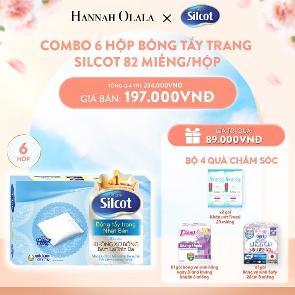  A736_DEAL 3: COMBO 6 HỘP BÔNG TRANG ĐIỂM (BÔNG TẨY TRANG) SILCOT 82 MIẾNG/HỘP 