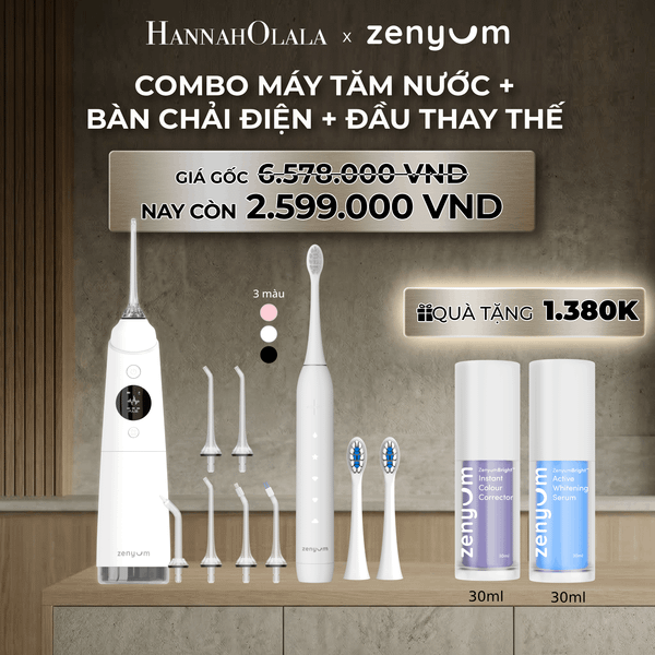  B264_DEAL 3: COMBO MÁY TĂM NƯỚC ZENYUM PRO + 6 ĐẦU THAY+ BÀN CHẢI ĐIỆN ZENYUM SONIC 2.0 + 2 ĐẦU THAY ÊM DỊU 