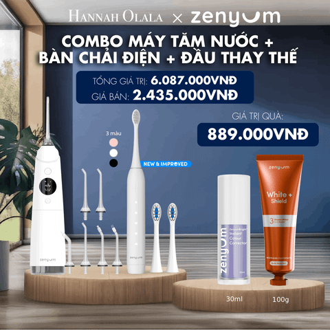  M183_DEAL 3: BỘ MÁY TĂM NƯỚC ZENYUM PRO + 6 ĐẦU THAY+ BÀN CHẢI ĐIỆN ZENYUM SONIC 2.0 + 2 ĐẦU THAY ÊM DỊU 