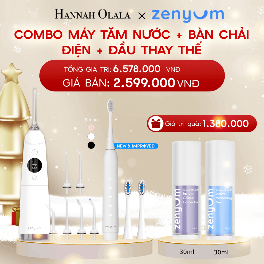  A1253_DEAL 3: BỘ MÁY TĂM NƯỚC ZENYUM PRO + 6 ĐẦU THAY+ BÀN CHẢI ĐIỆN ZENYUM SONIC 2.0 + 2 ĐẦU THAY ÊM DỊU 
