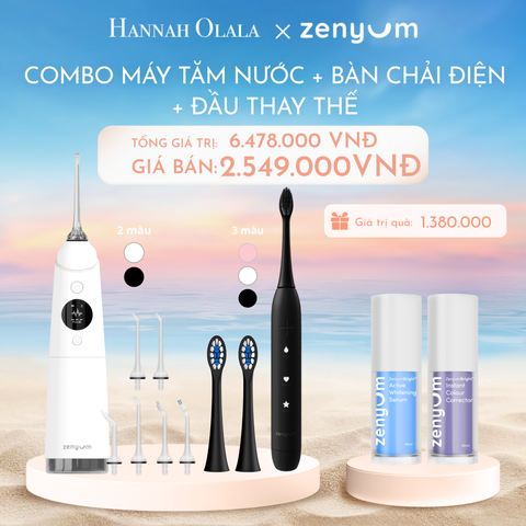  C959_DEAL 3: BỘ MÁY TĂM NƯỚC ZENYUM PRO + 6 ĐẦU THAY THẾ + BÀN CHẢI ĐIỆN ZENYUM SONIC + 2 ĐẦU THAY ÊM DỊU 