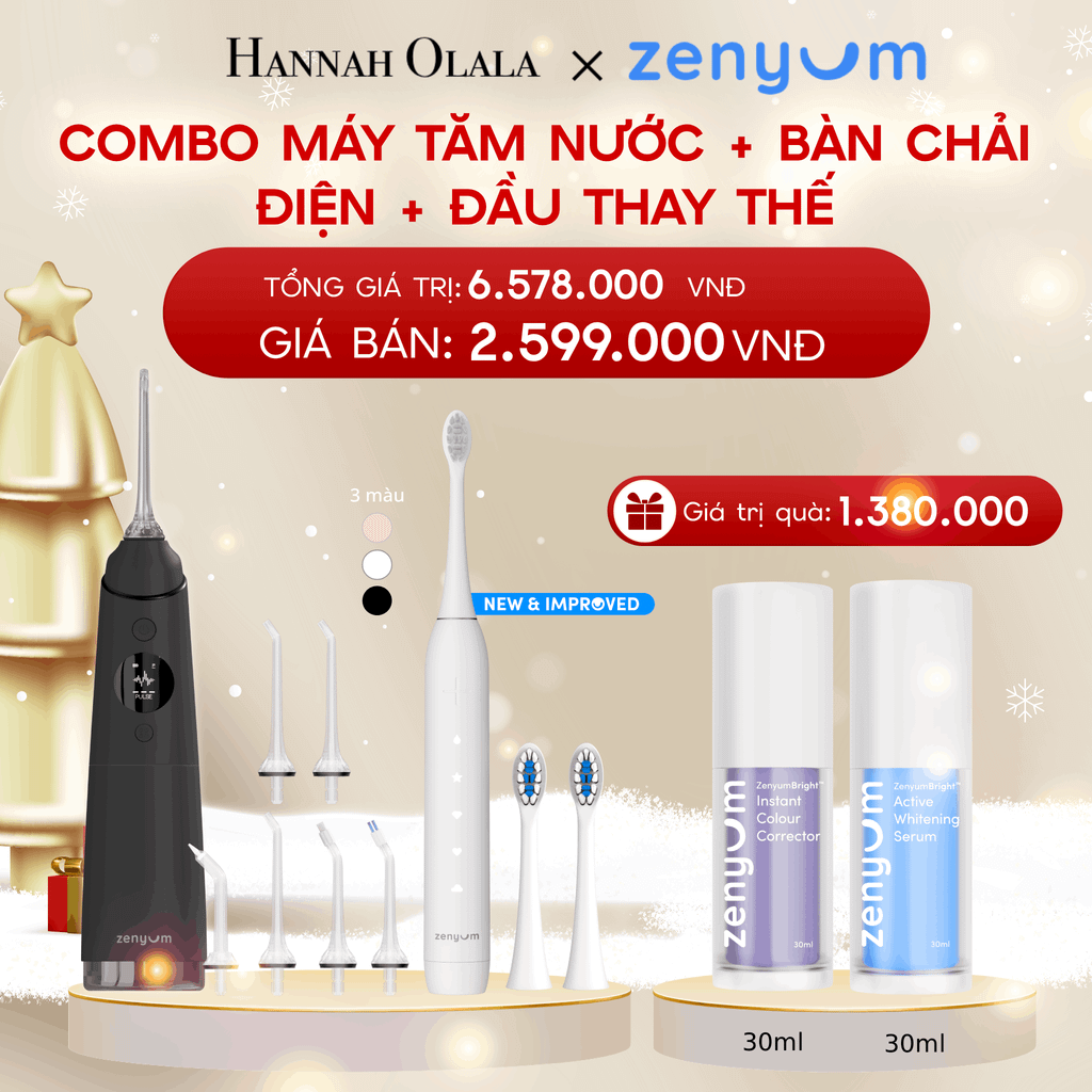  A1253_DEAL 3: BỘ MÁY TĂM NƯỚC ZENYUM PRO + 6 ĐẦU THAY+ BÀN CHẢI ĐIỆN ZENYUM SONIC 2.0 + 2 ĐẦU THAY ÊM DỊU 
